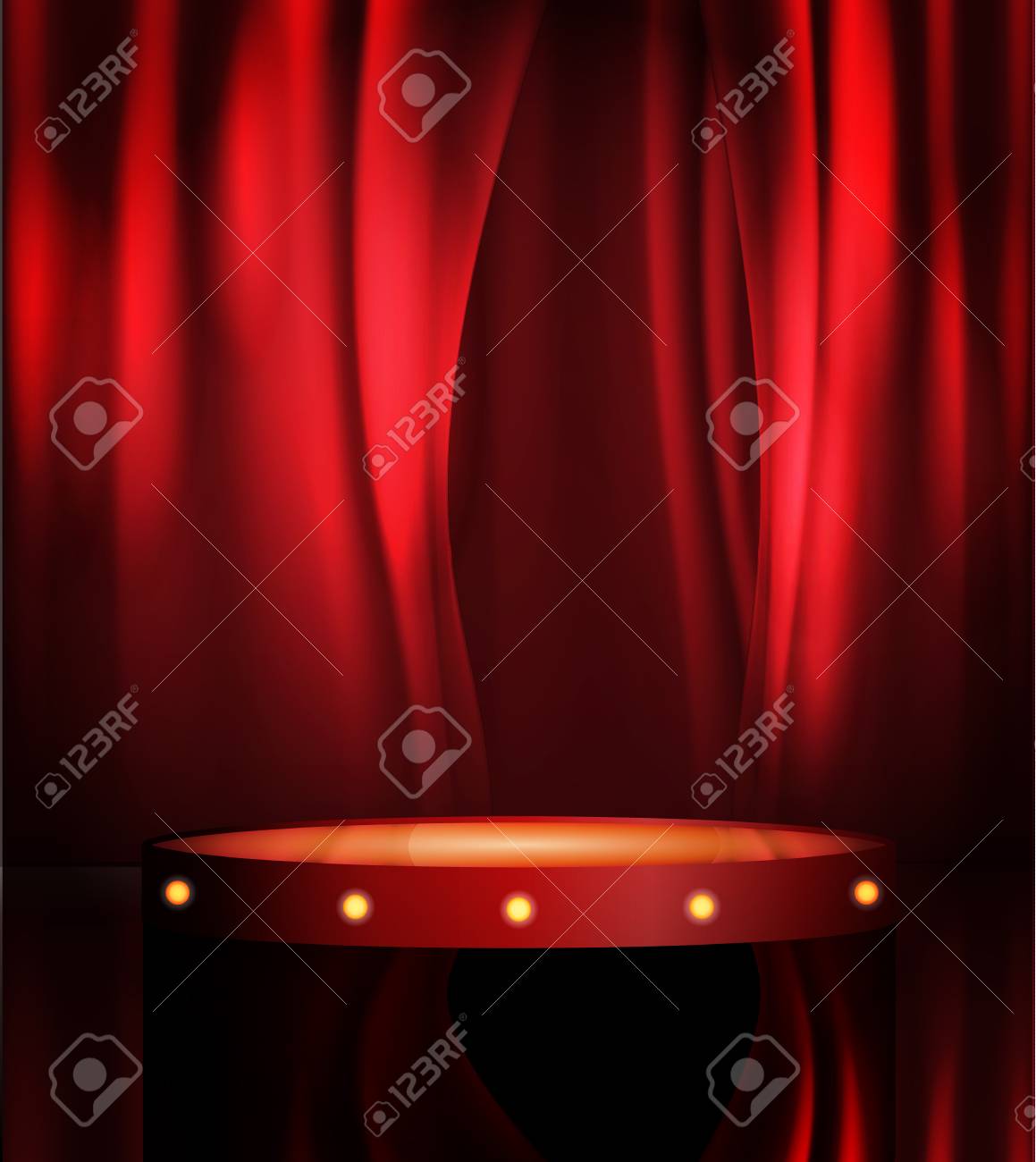 Empty Theatre Stage Vector Art Image Illustration Stand Up