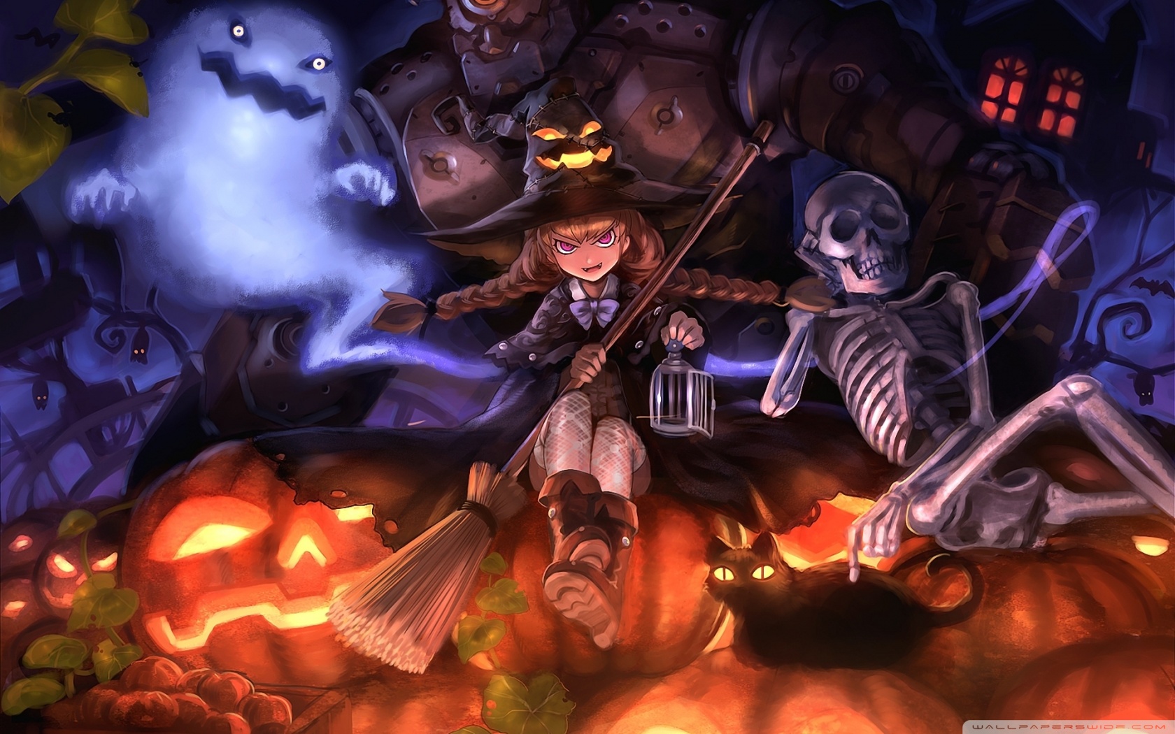 Anime Halloween Girls Wide Wallpaper The Great Wallpapers