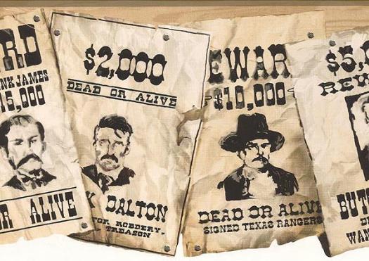 Old West Wanted Posters Wall Paper Border Wallpaper