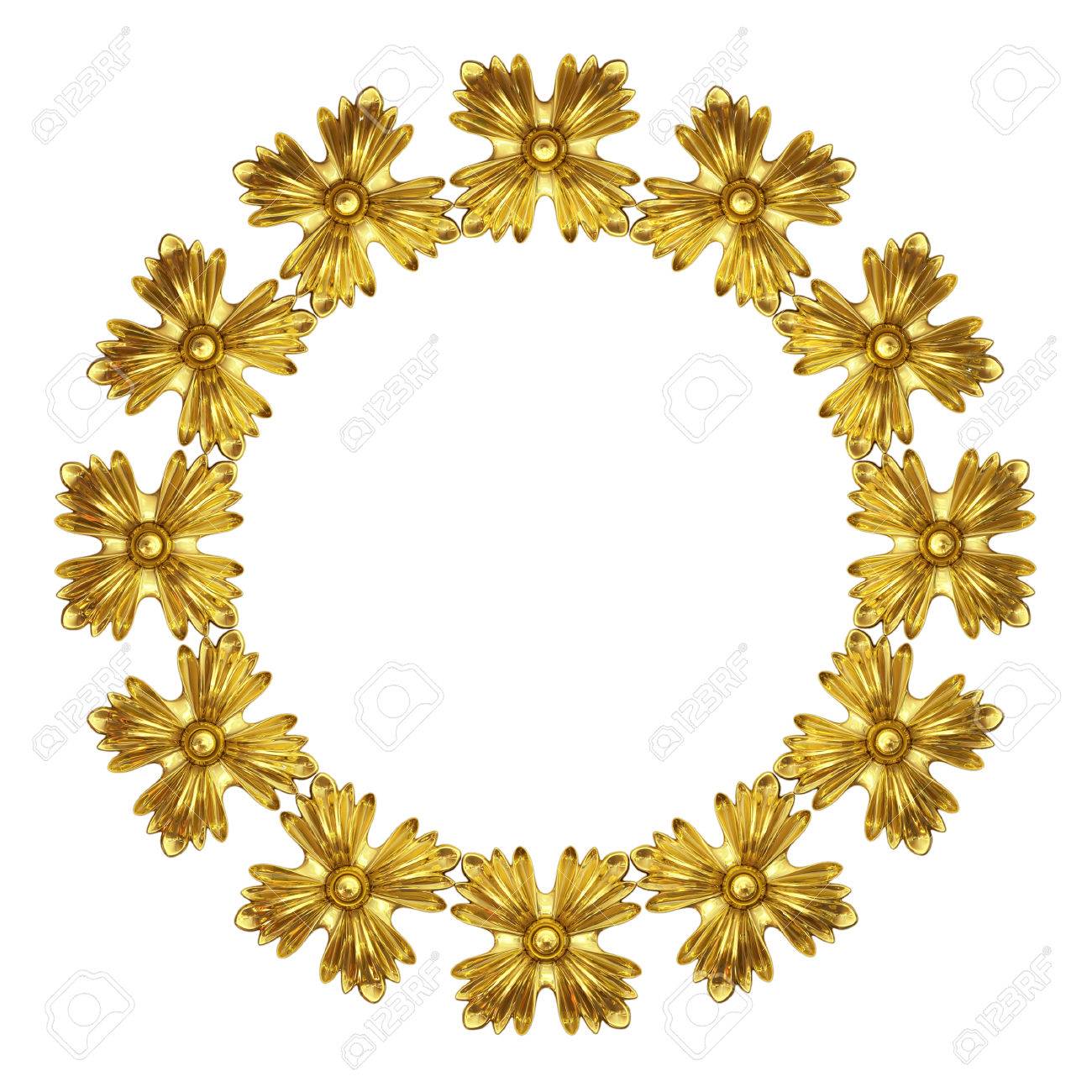 3d Fretwork Made Of Gold On A White Background Stock Photo