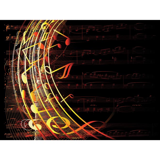 Of Orange And Yellow Music Notes Background Illustration Wallpaper