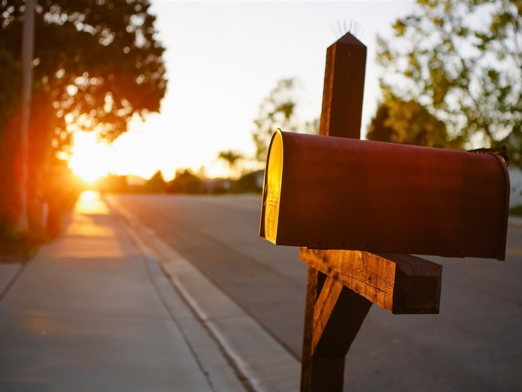 Wallpaper Mailbox Road Sun Rays HD Picture Image
