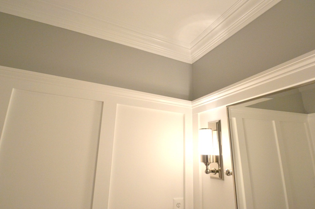 Wallpaper To New Crown Molding And Wainscot On Walls