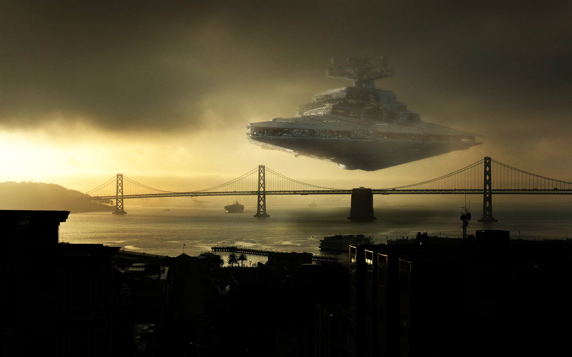 Star Wars Bridges Destroyer Photomanipulations Wallpaper