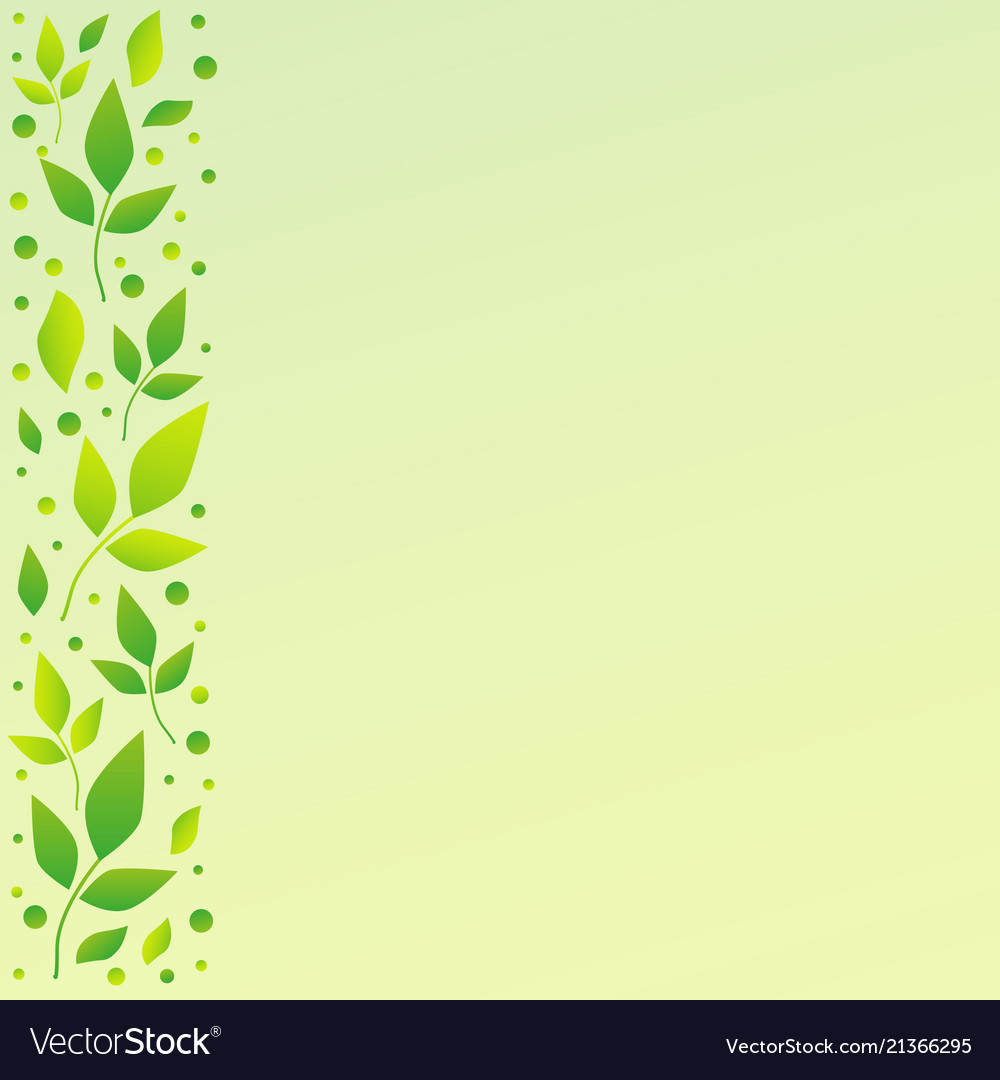 Background with stripe of leaves on the left side Vector Image