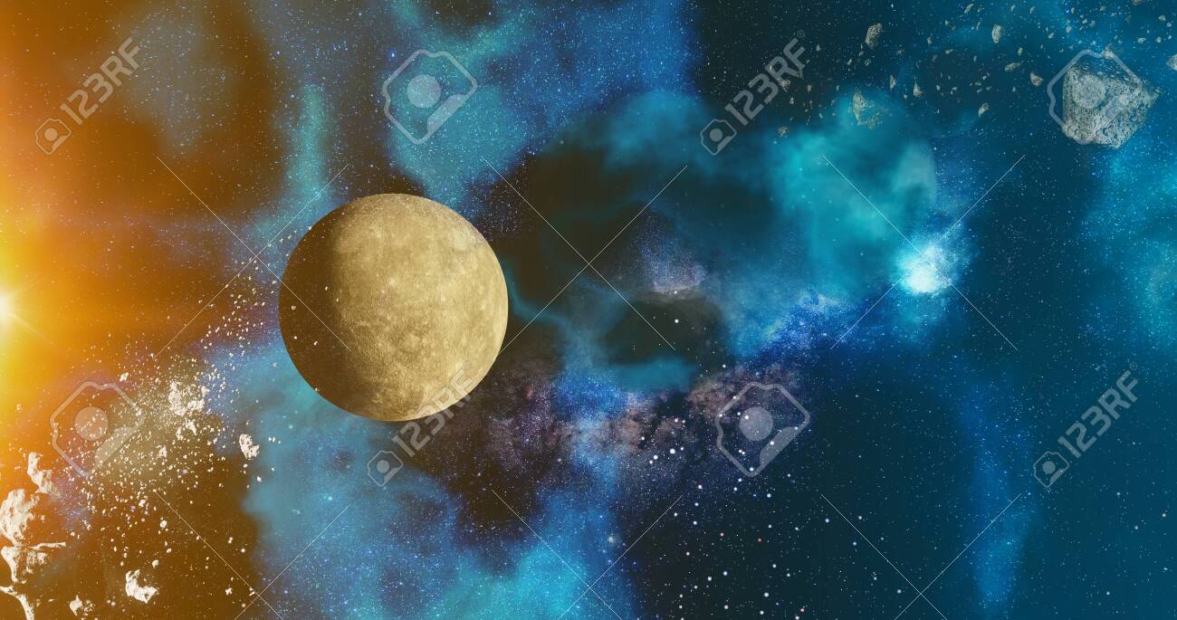 He Solar System Mercury Pla Concept Over Galactic Background