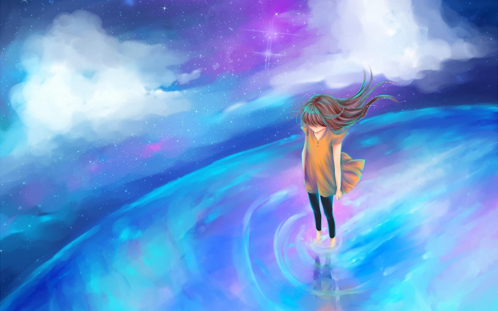 Anime Art Girl Space Milky Way