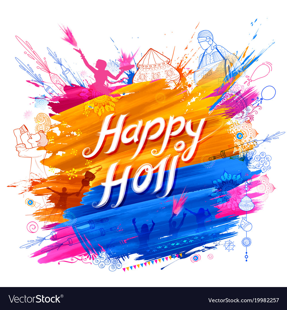 Happy Holi Background For Festival Of Colors Vector Image