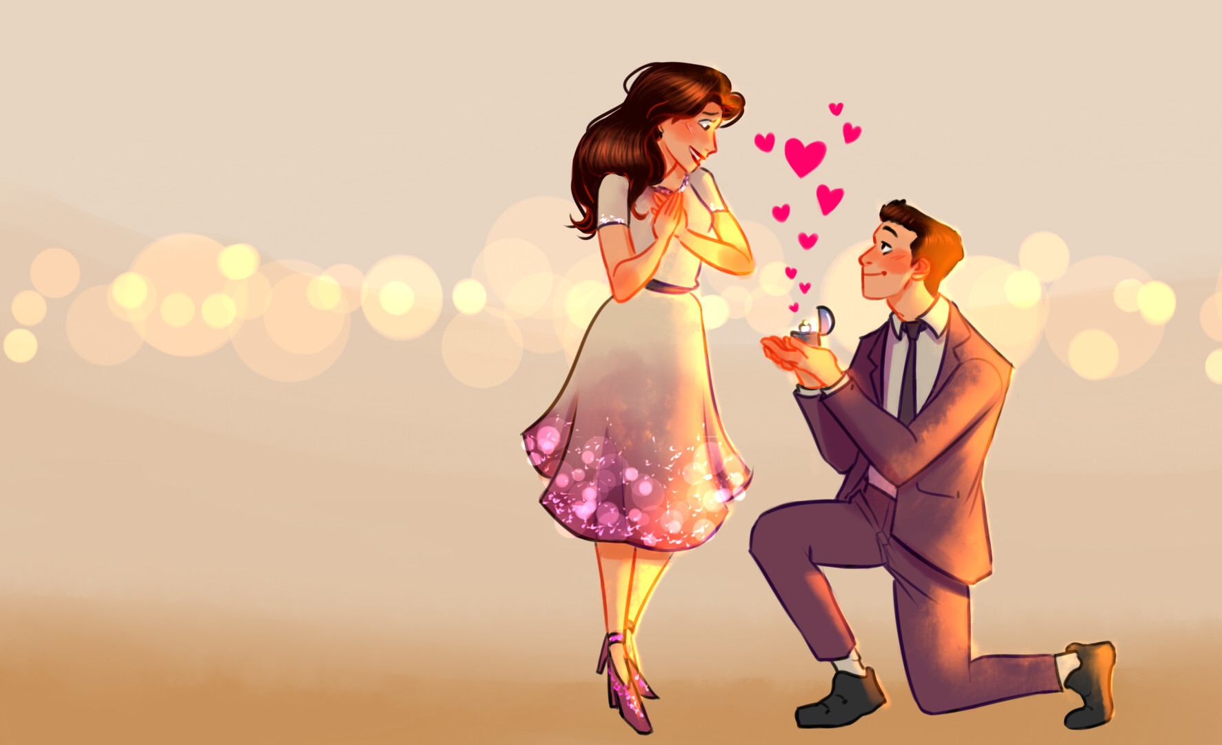 Will You Marry Me Illustration HD Wallpaper