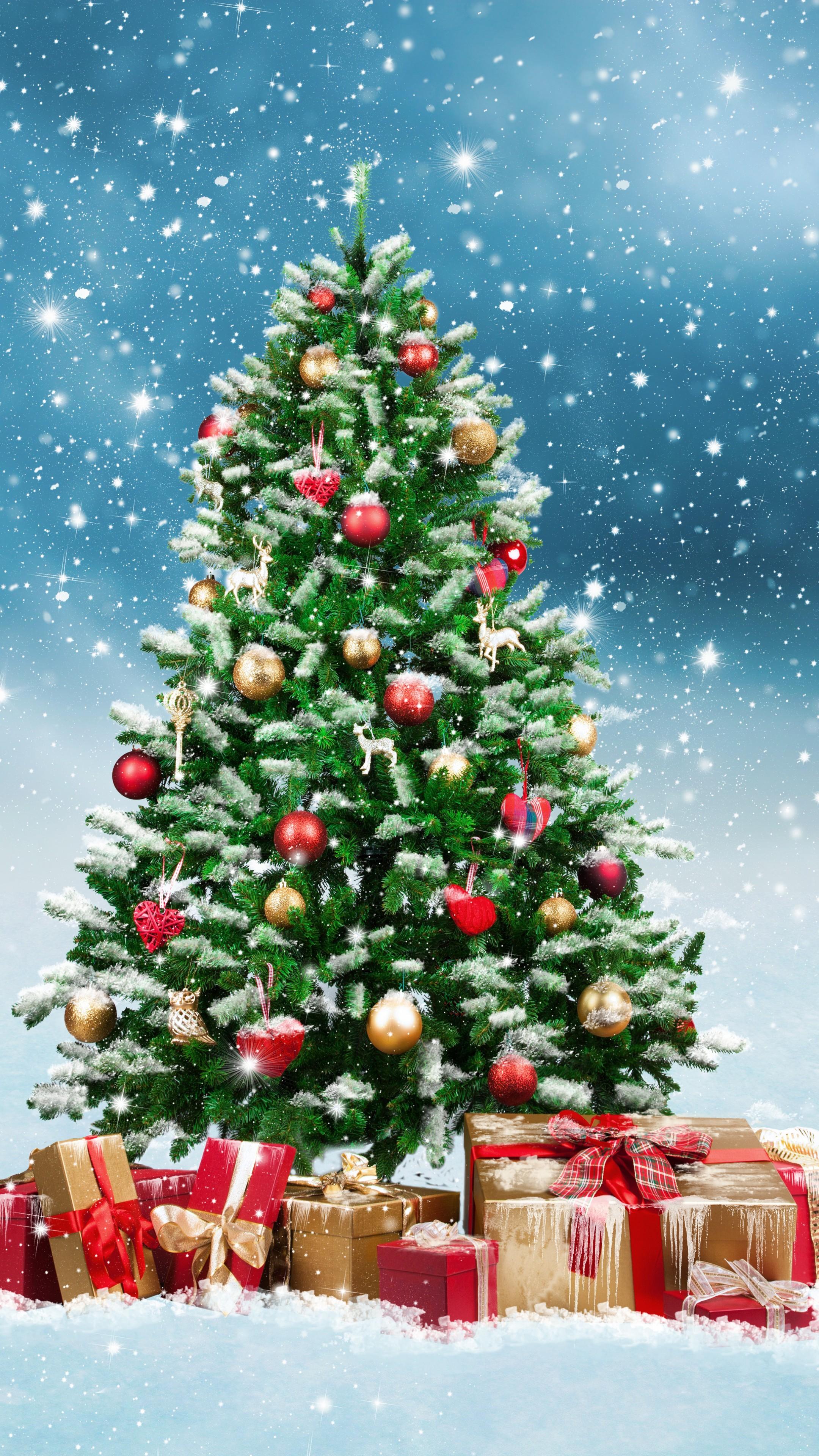 Wallpaper Christmas New Year Gifts Fir Tree Snow 5k Holidays