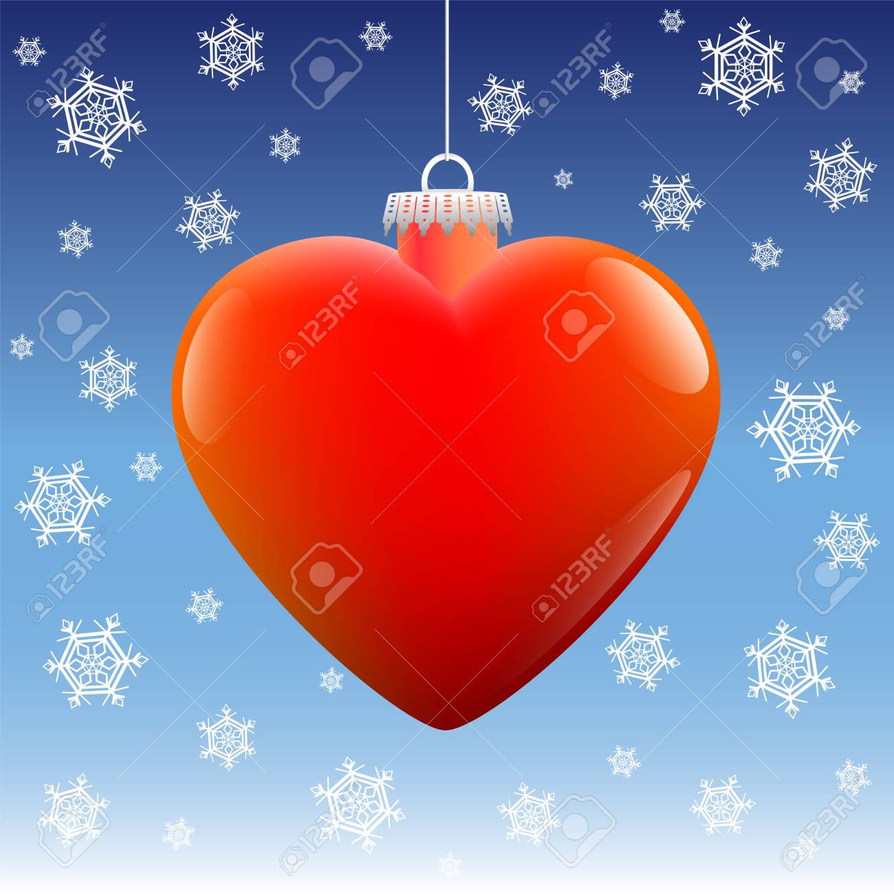 Heart Shaped Christmas Ball Hanging Against A Placid Winter