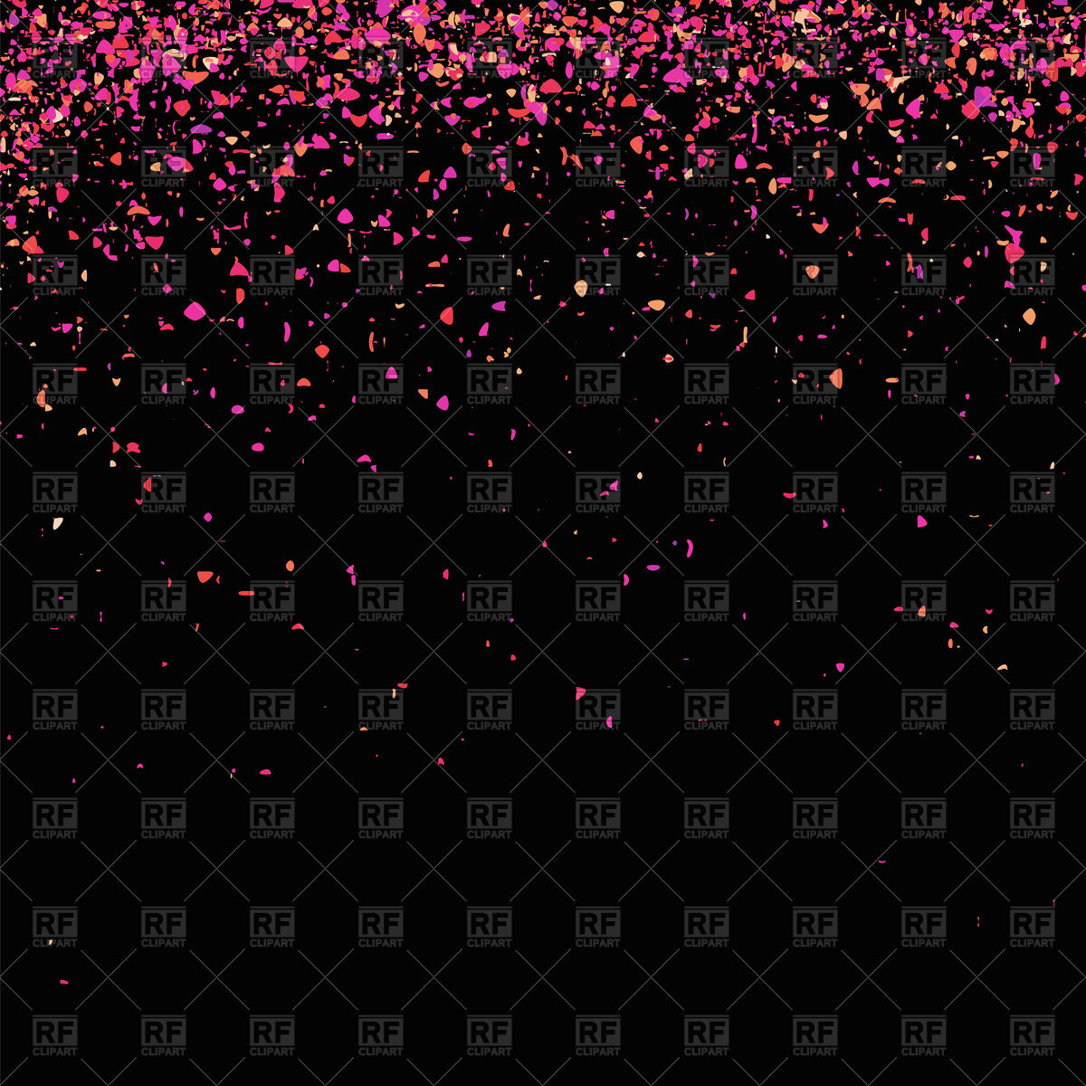 Orange And Pink Confetti On Black Background Vector Image Of