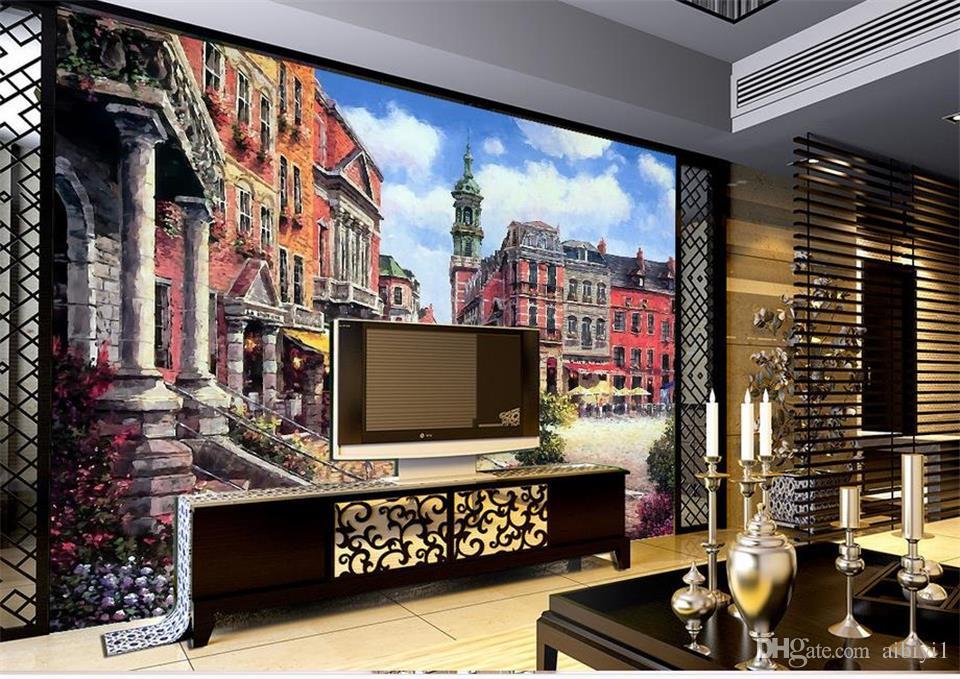 Custom Size 3d Photo Wallpaper Living Room Bed Mural City Oil