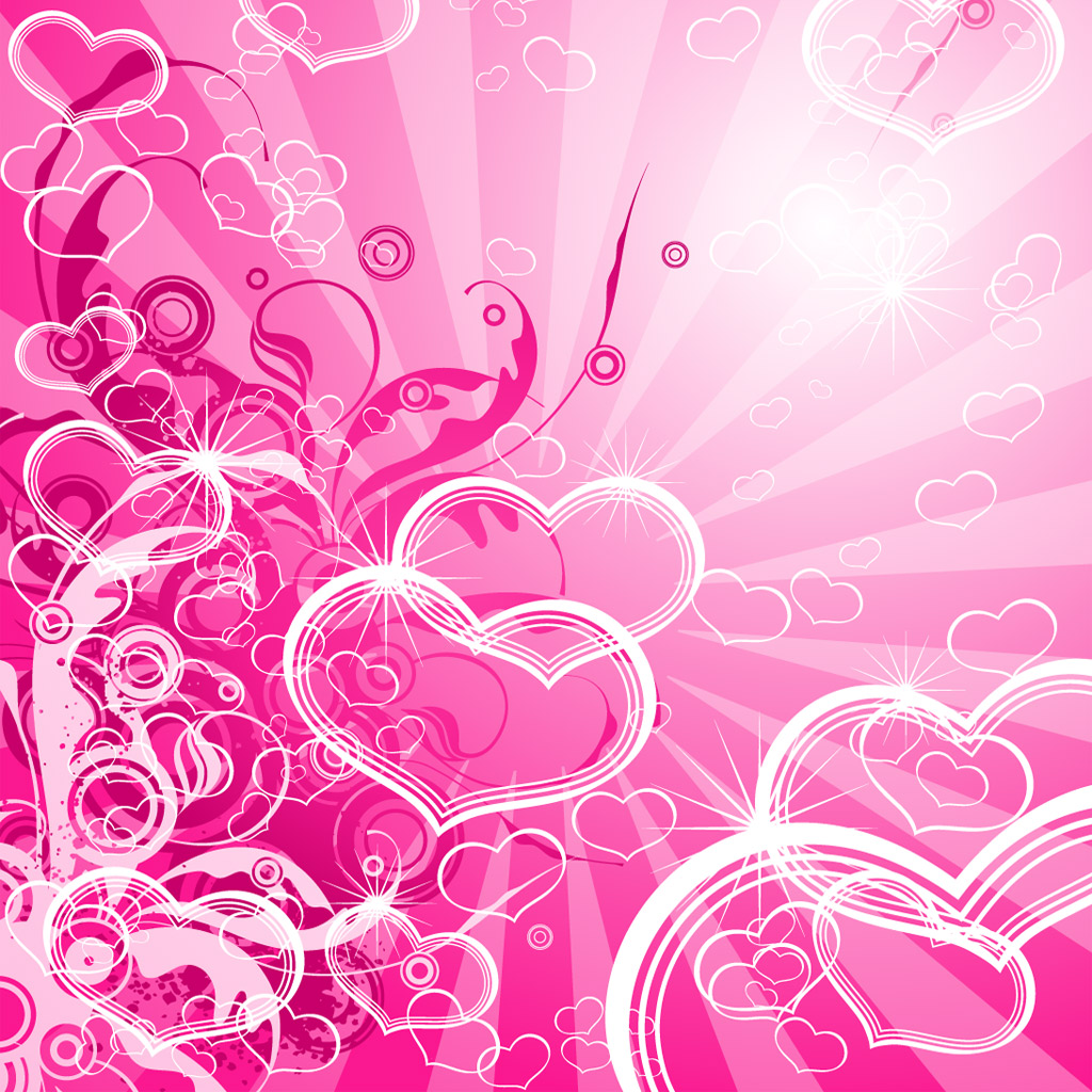 Vector Abstract Pink Hearts Layout iPad Wallpaper Background