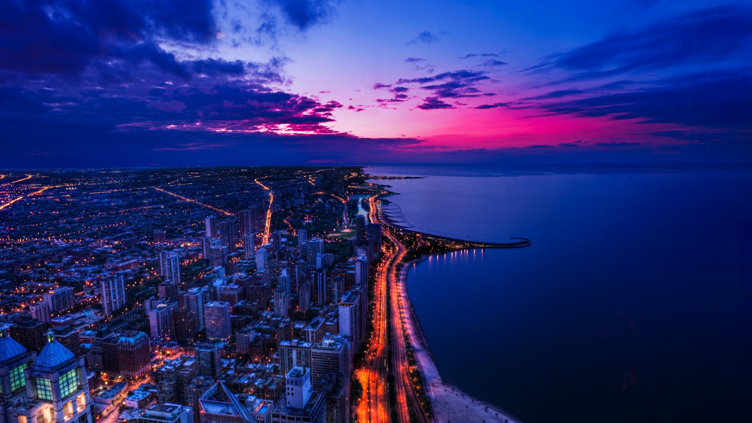 Chicago Sunset Skyline Wallpaper Desktop Background For HD