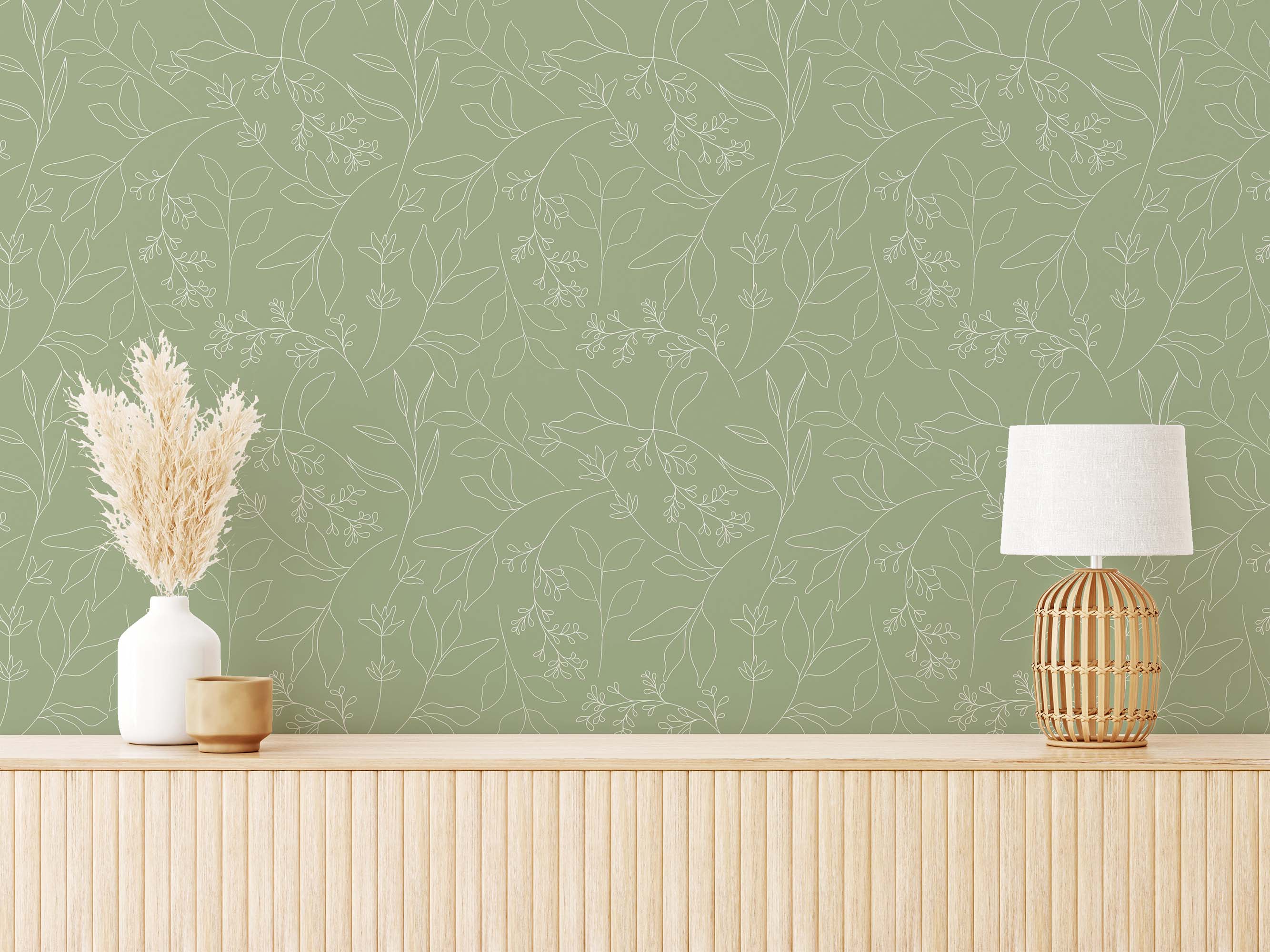 Wallpaper Living Room Green