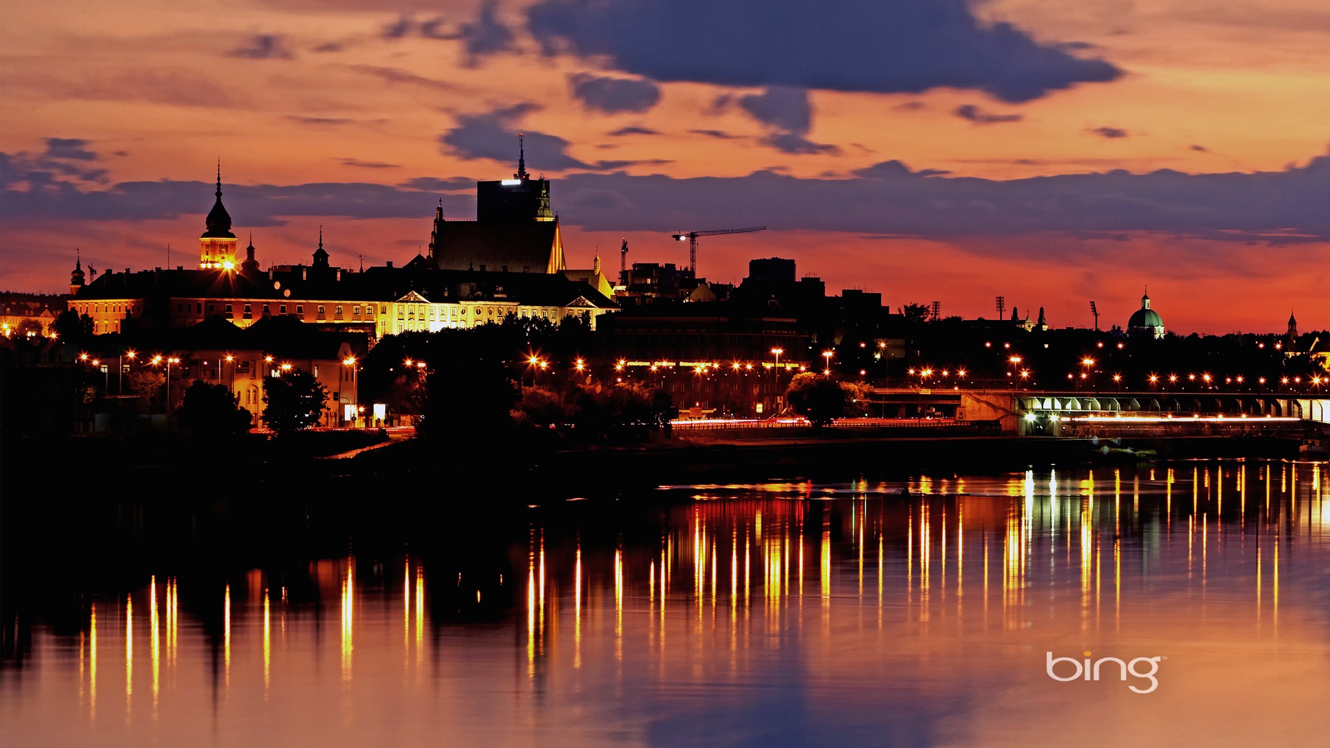 Sunset In Warsaw Poland Bing Wallpaper Full HD Desktop