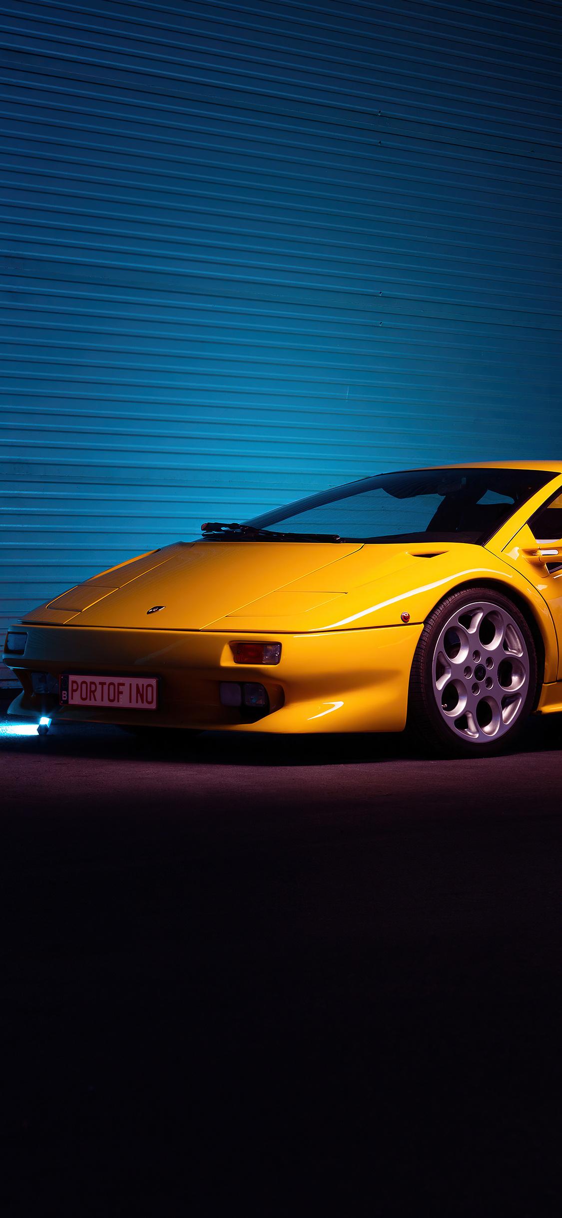 Yellow Lamborghini Diablo iPhone Xs X