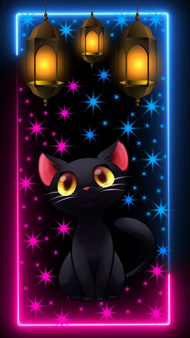 Black Cat In Cute Owls Wallpaper Halloween