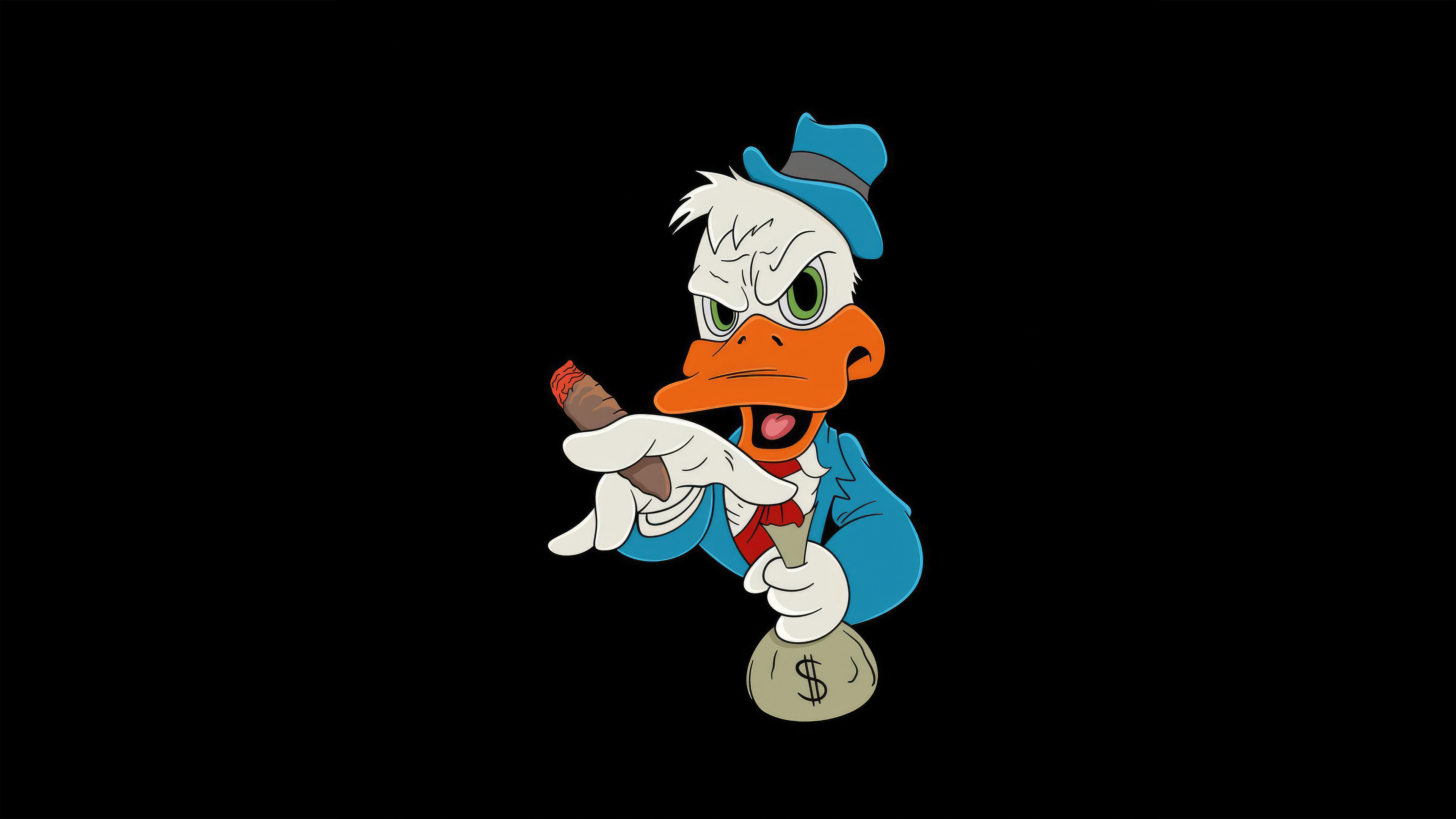 Donald Duck Cigar And Money In Minimal 4k HD Wallpaper