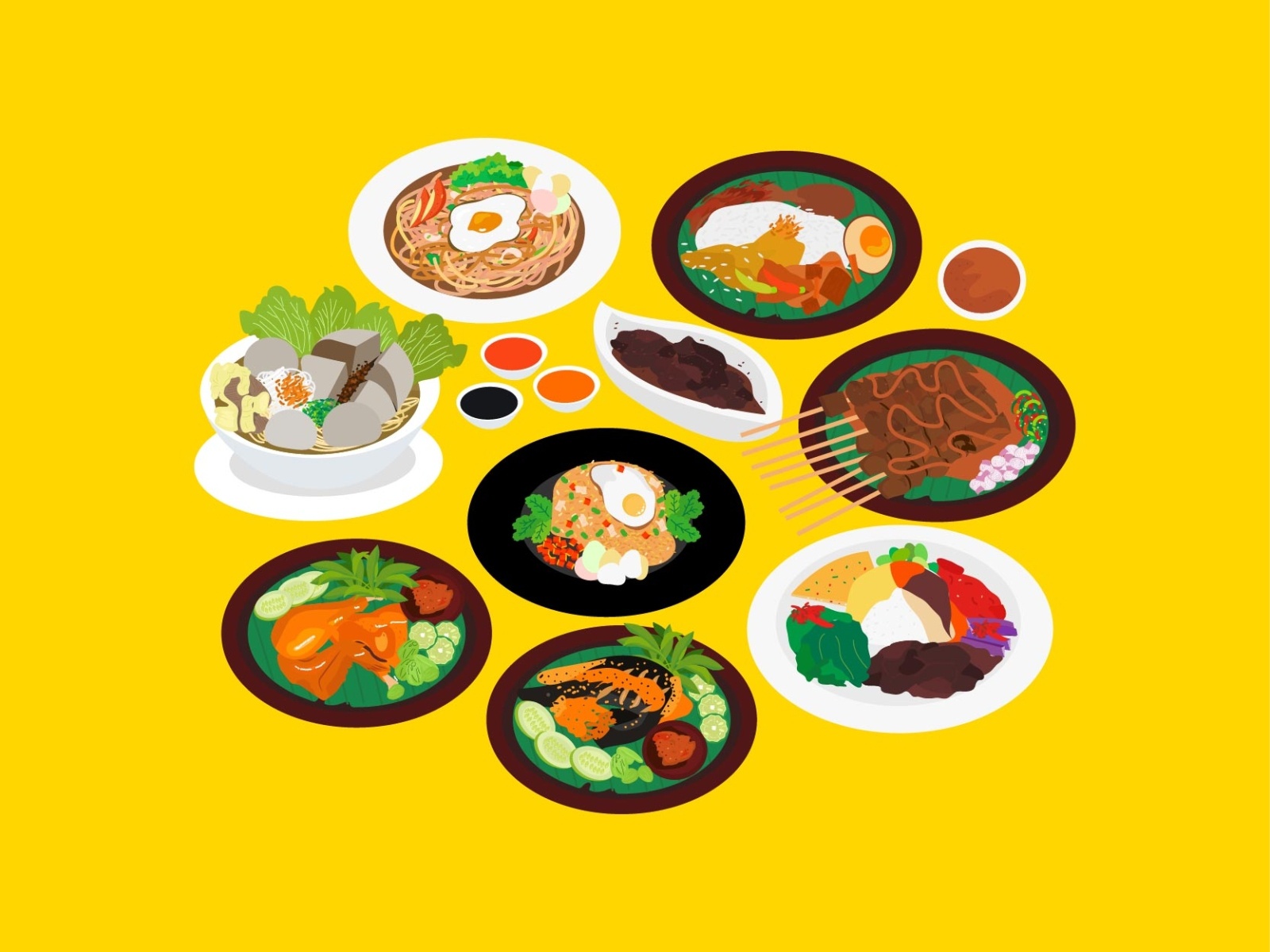 9 Most Popular Indonesian Food by Griyolabs on Dribbble