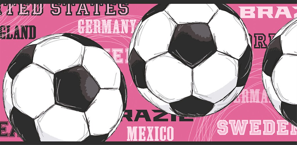 Details about Girls Soccer Ball Wallpaper Border JE3737BD pink world