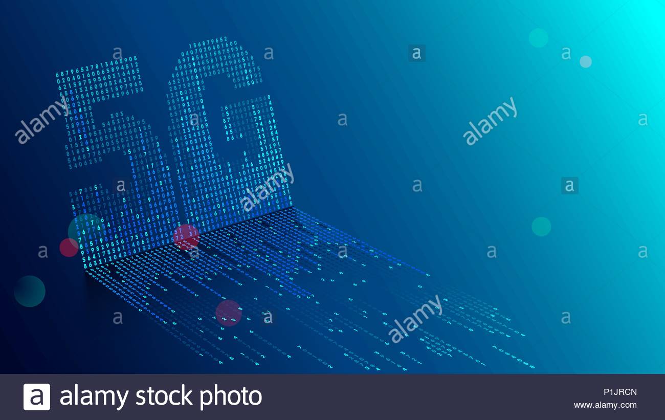 5g Technology Background Digital Data As Digits Connected Each