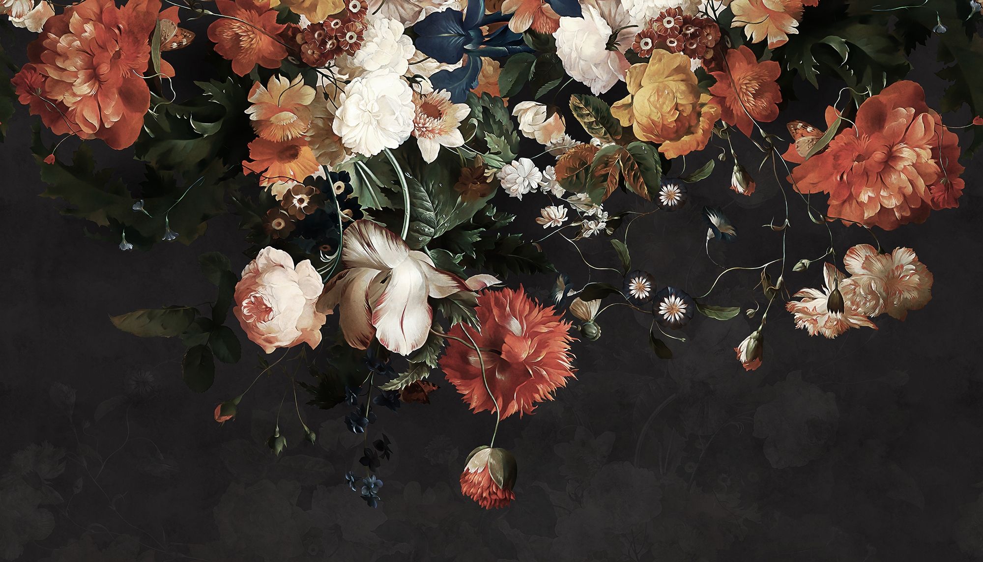 Dark Floral Background Wallpaper
