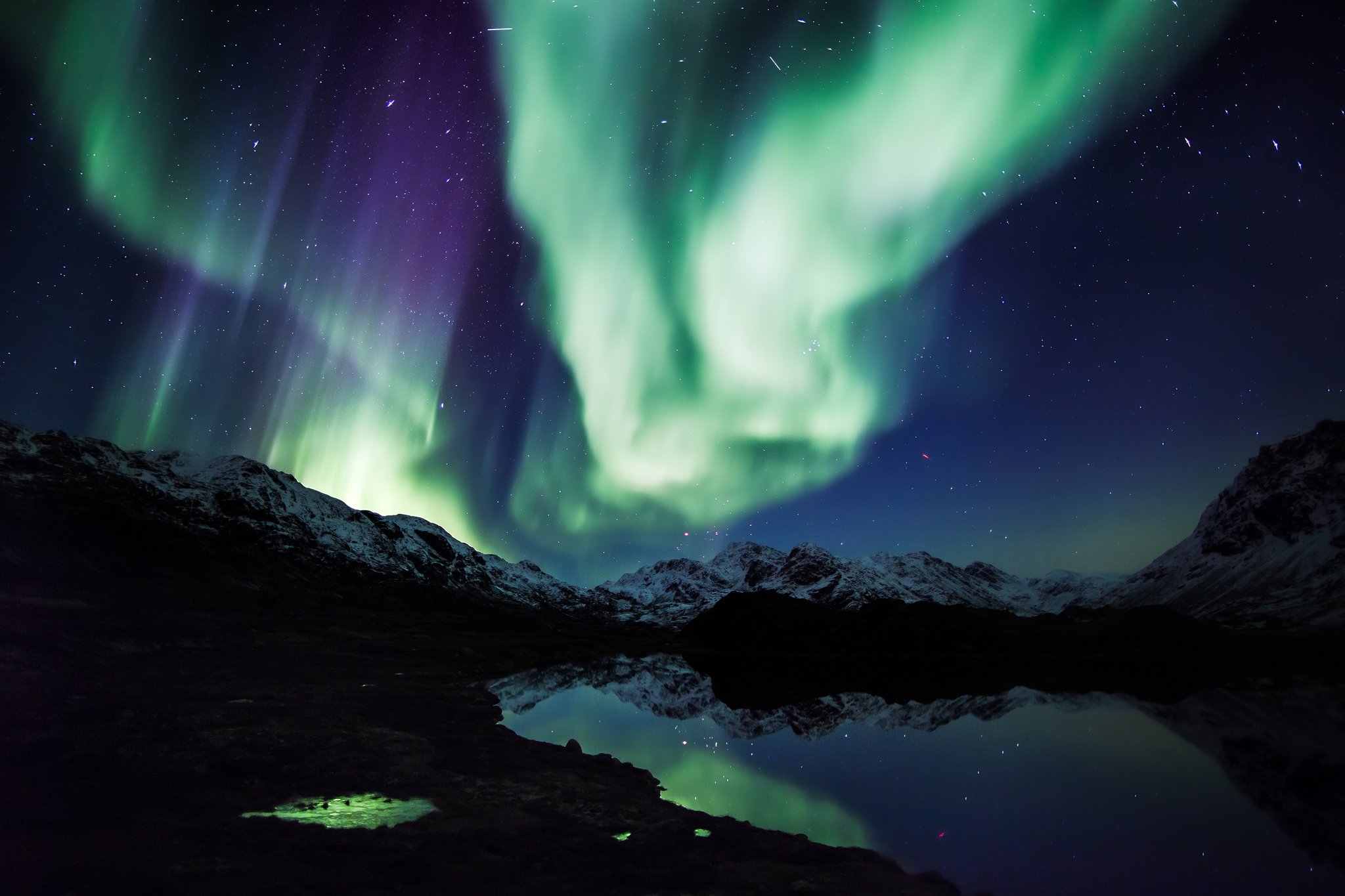 Alaska Aurora Borealis Northern Lights Nature Sky Landscape