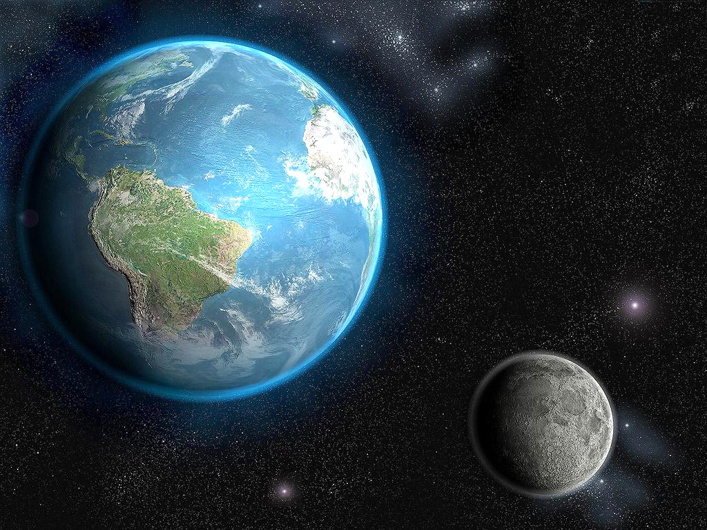 Earth And Moon Wallpaper Wide HD