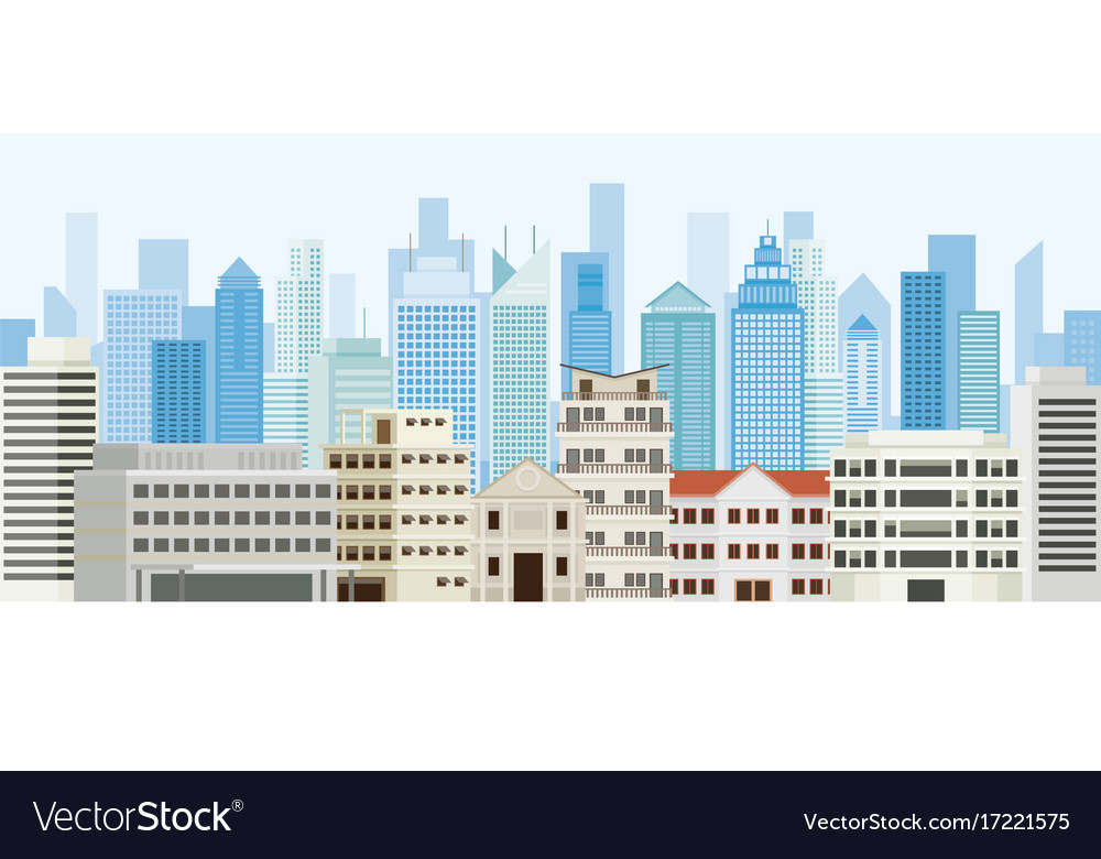 Buildings And Skyscrapers Background Panorama Vector Image