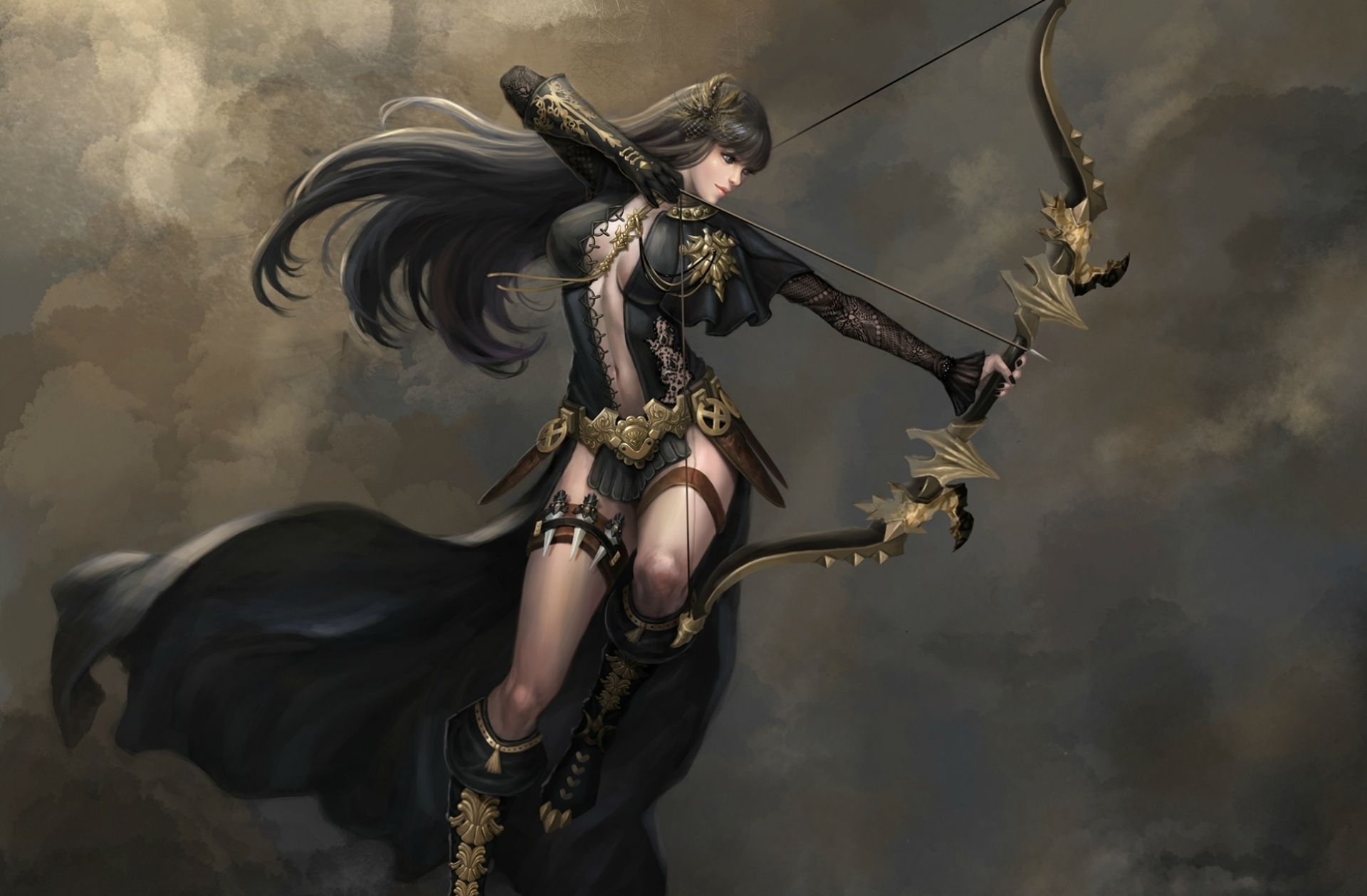 Fantasy Archer Warrior Woman HD Wallpaper Background Image