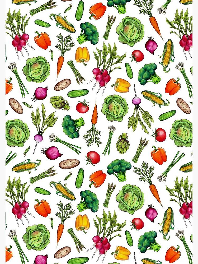Vegetable Garden Summer Pattern With Colorful Veggies Spiral