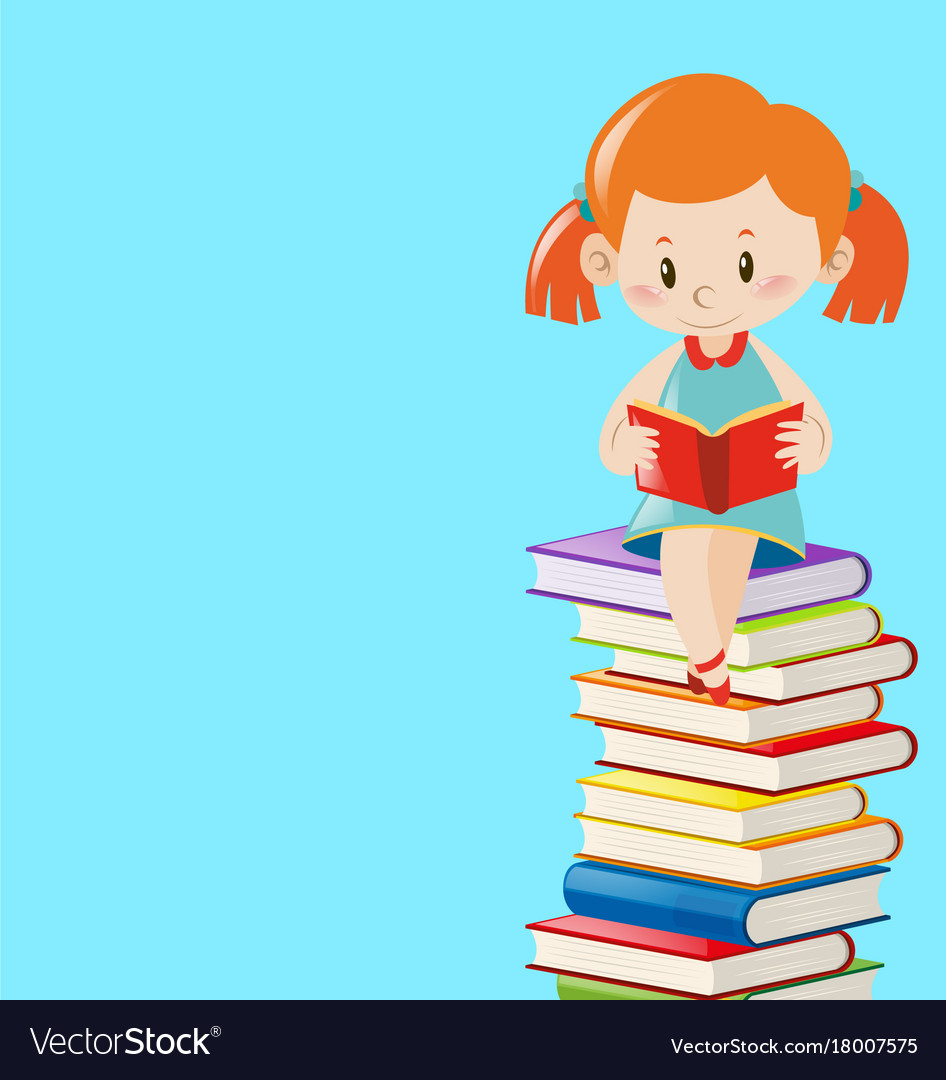 Background Template With Girl Reading Books Vector Image