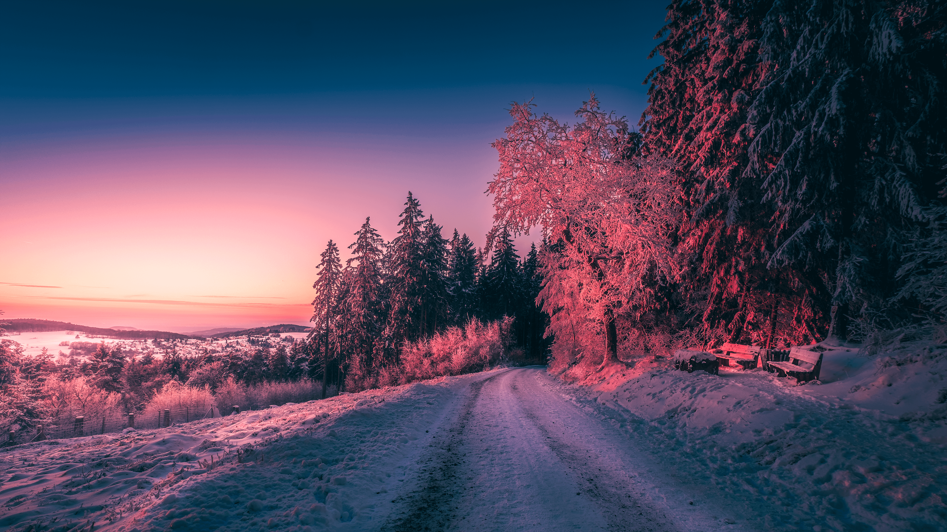 Winter Sunset R Wallpaper