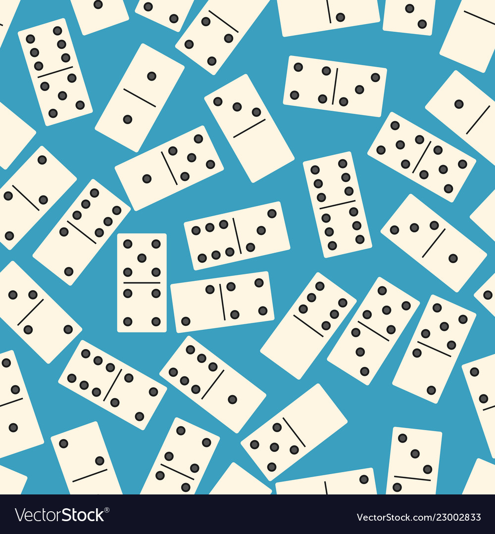 Seamless Pattern With Domino On Blue Background Vector Image