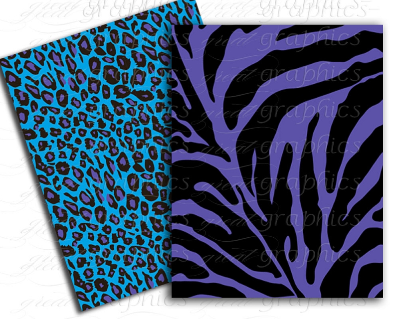 Animal Print Background Turquoise Purple Digital Paper
