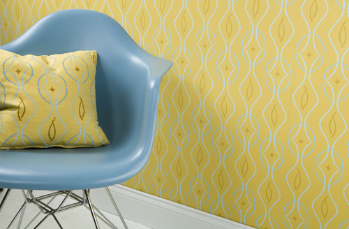 Modern Wallpaper Eames Shell Retro Yellow Geometric Wave