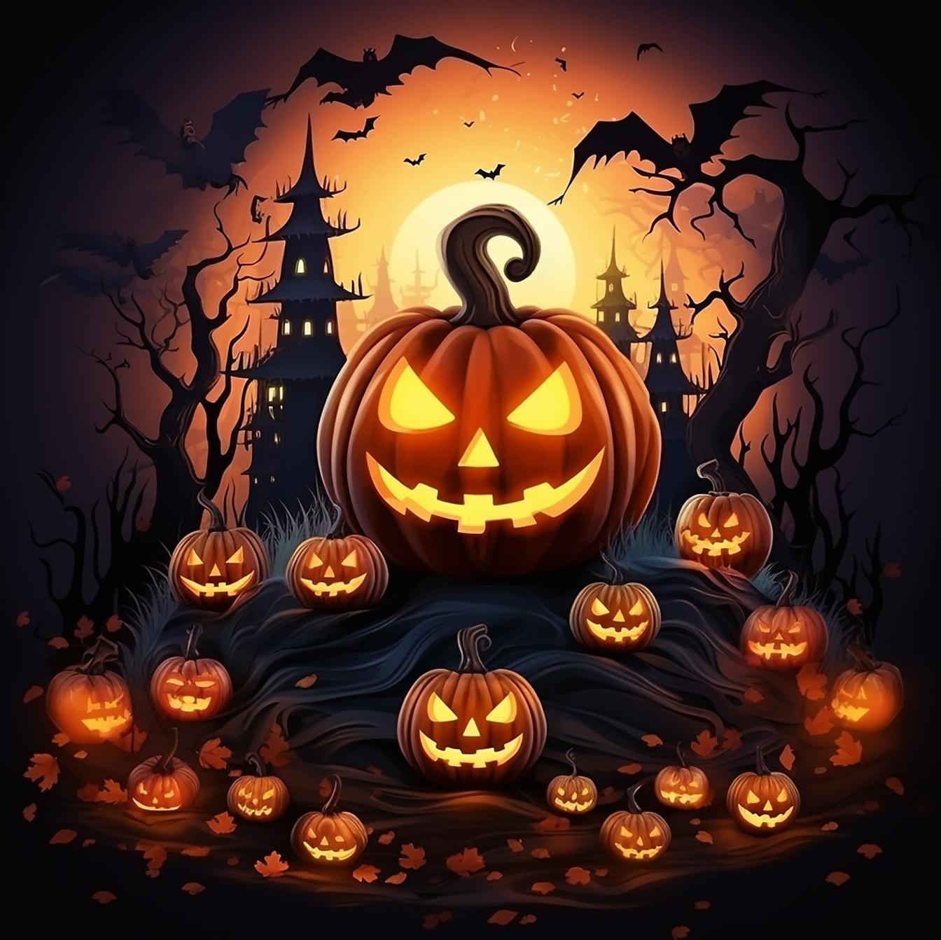 Picture Horror Funny Graphic Of Halloween Pumpkin Lanterns