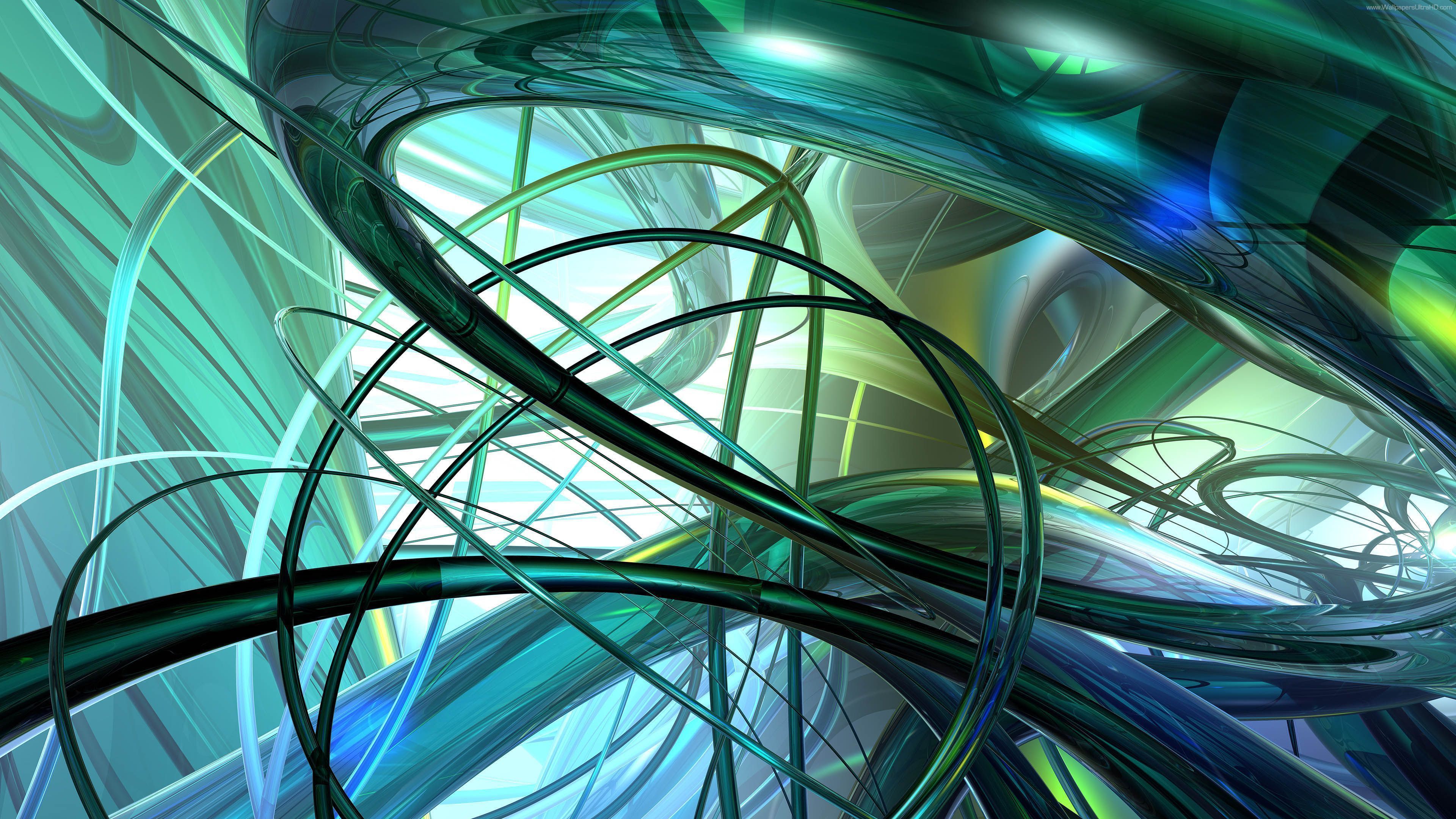 Abstract background with swirling green and blue shapes, creating a sense of depth and movement