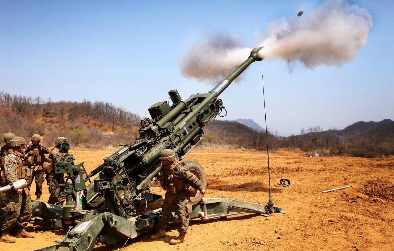 Wallpaper Field Soldiers Volley Artillery Howitzer Mm