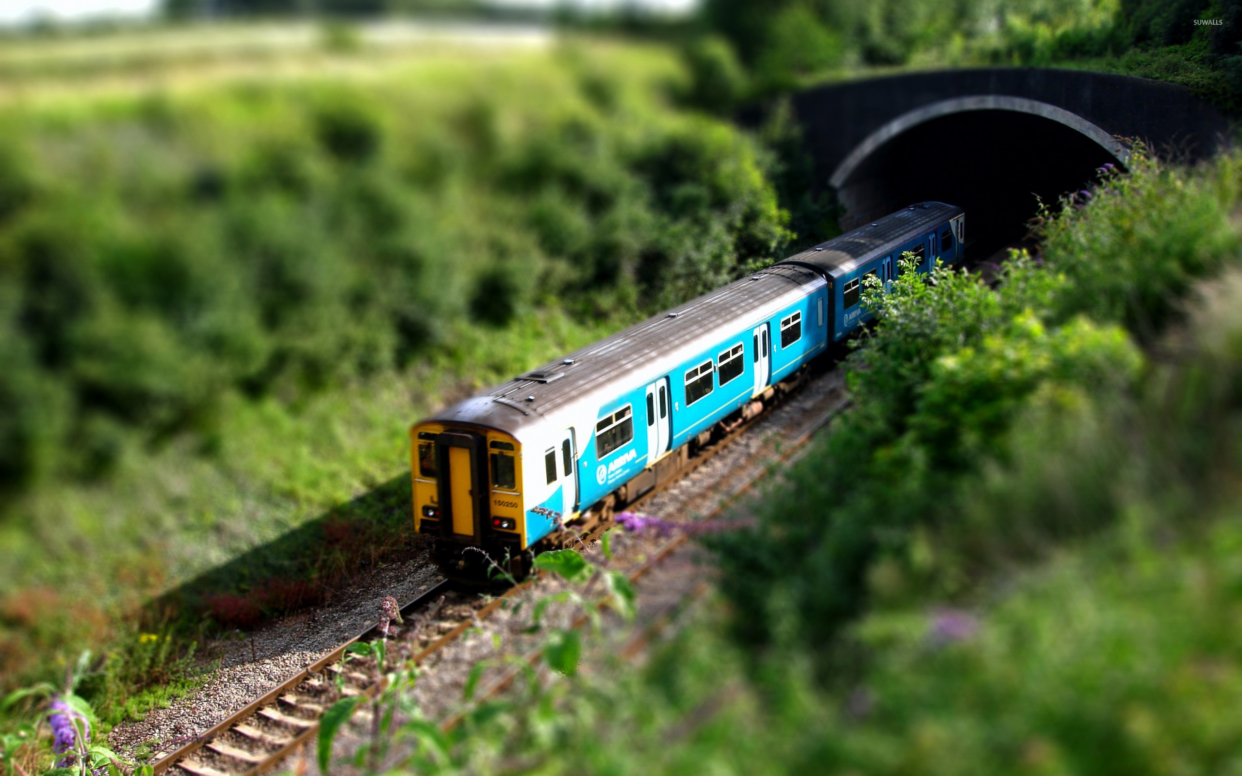 Train Going Into Tunnel Wallpaper Photography