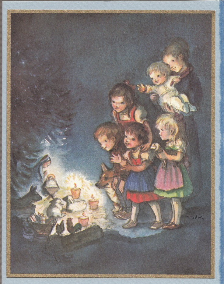 Tasha Tudor Vintage Weihnachtskarte Frohe Weihnachtskarten