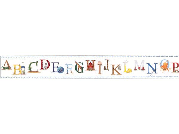 Alphabet Prepasted Wallpaper Border with Characters Shown with Letters