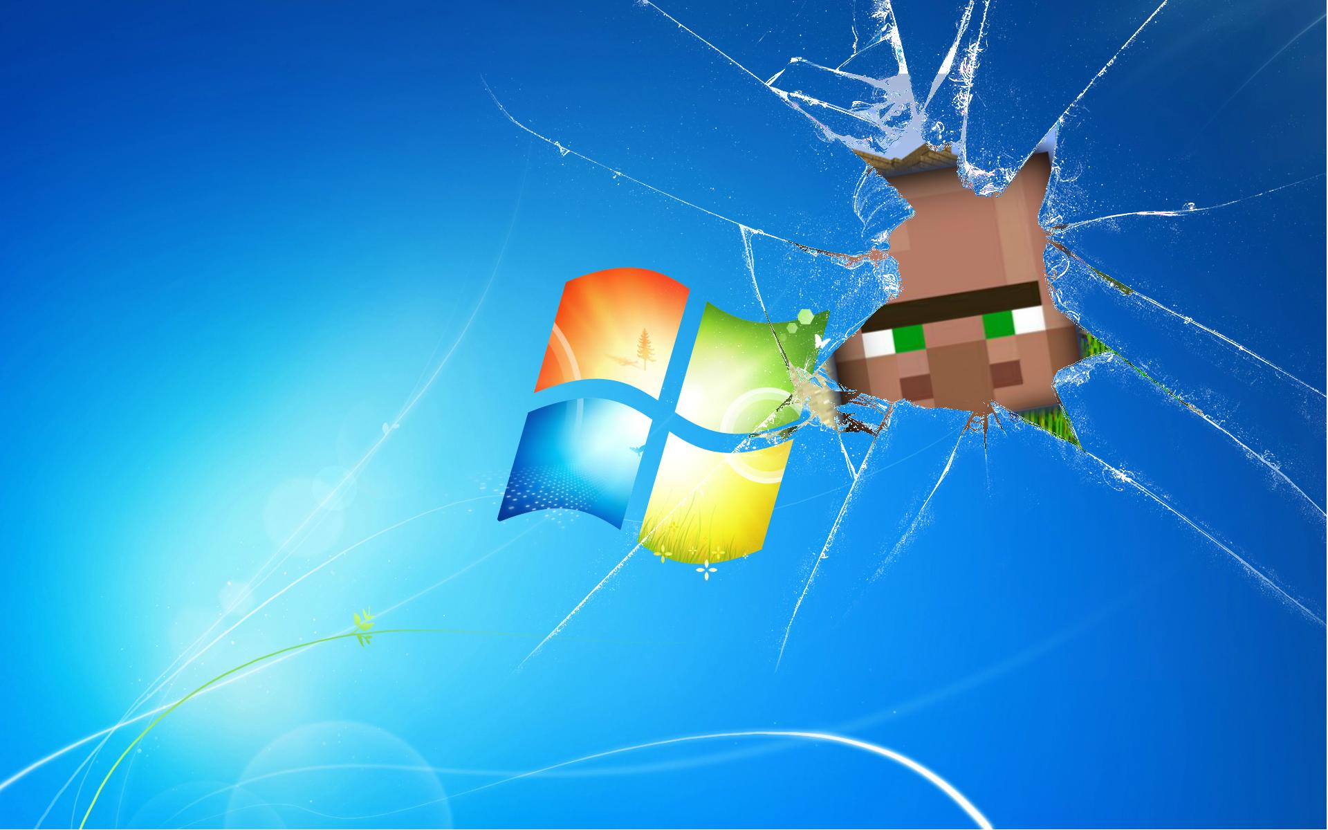 Minecraft Cracked Windows Villager Wallpaper