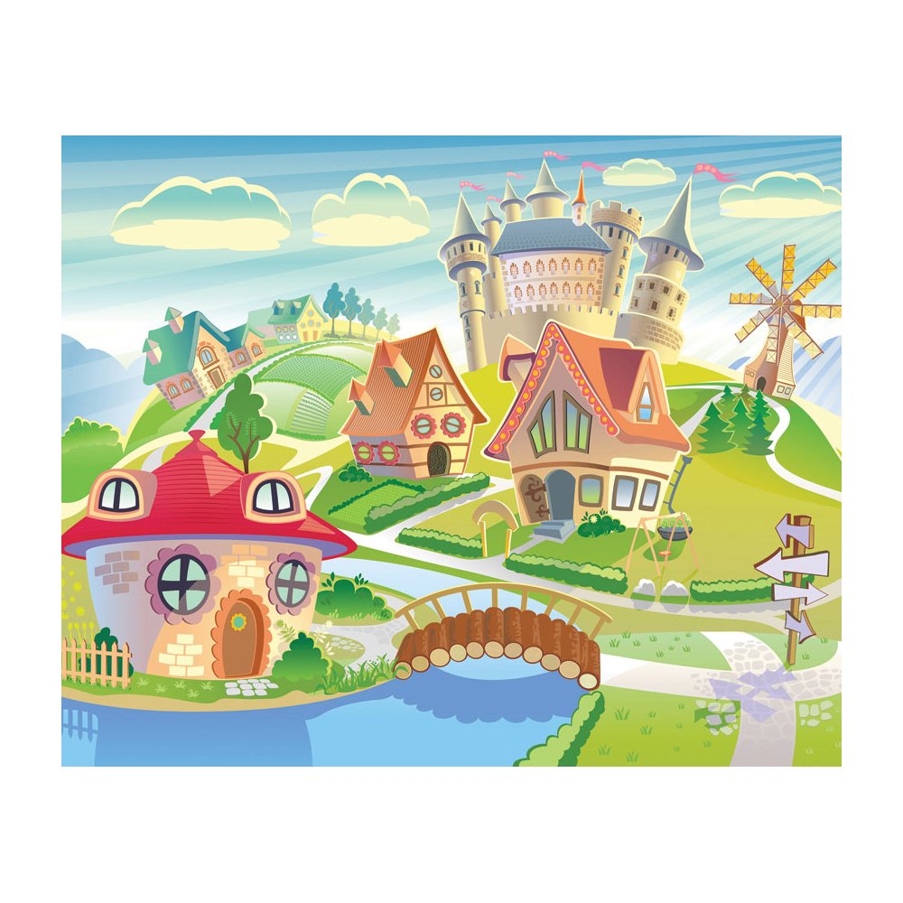  MD4058 Fantasy Village Kid Removable Wallpaper Mural Lowes Canada