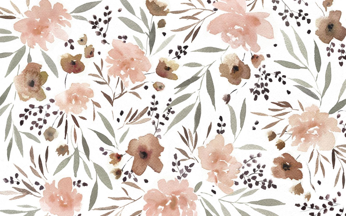 Free download Blush pink taupe watercolour floral botanical desktop background [1334x834] for