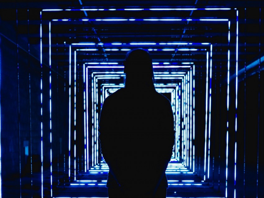 Silhouette Neon Squares Backlight Background Toppng