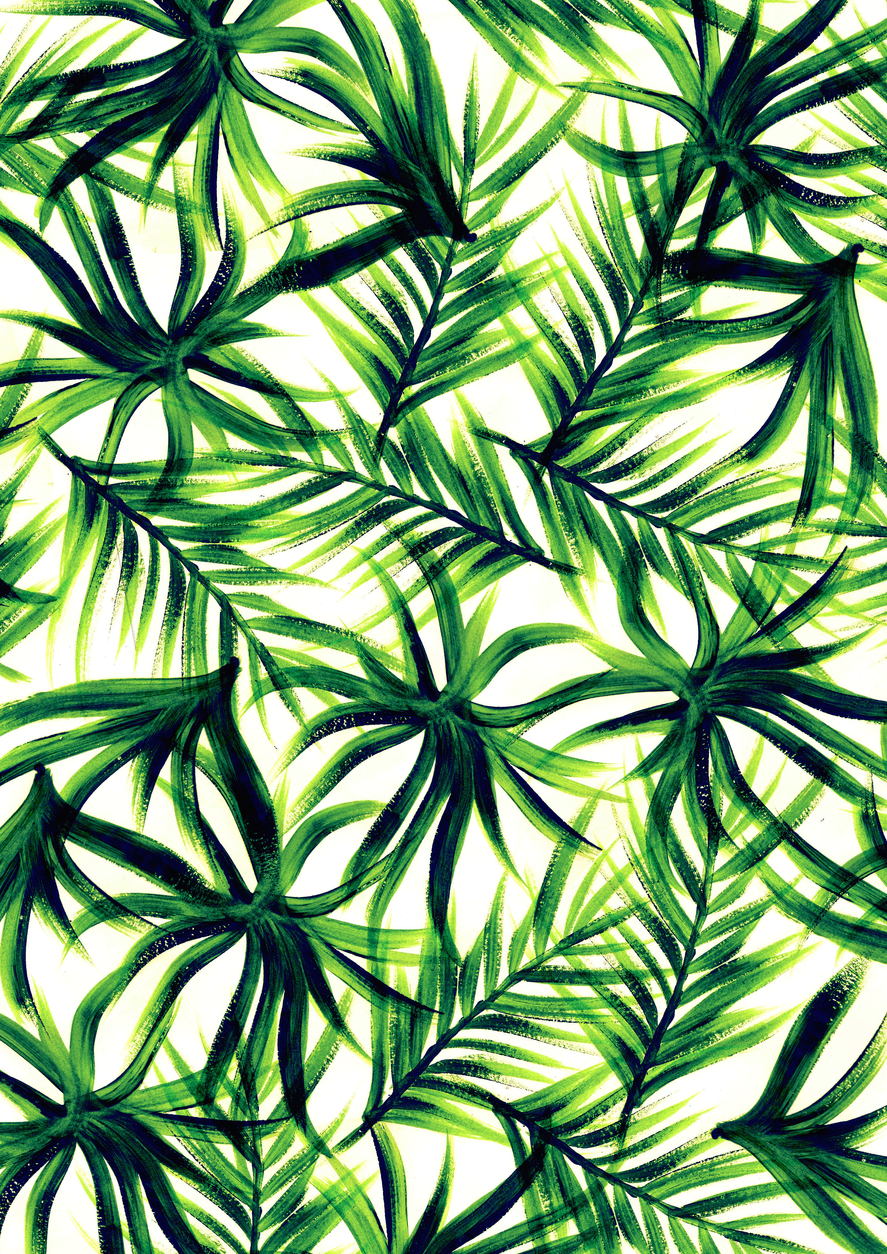 Printable Palm Leaf Pattern : Papier peint watercolor palm tree leaf
