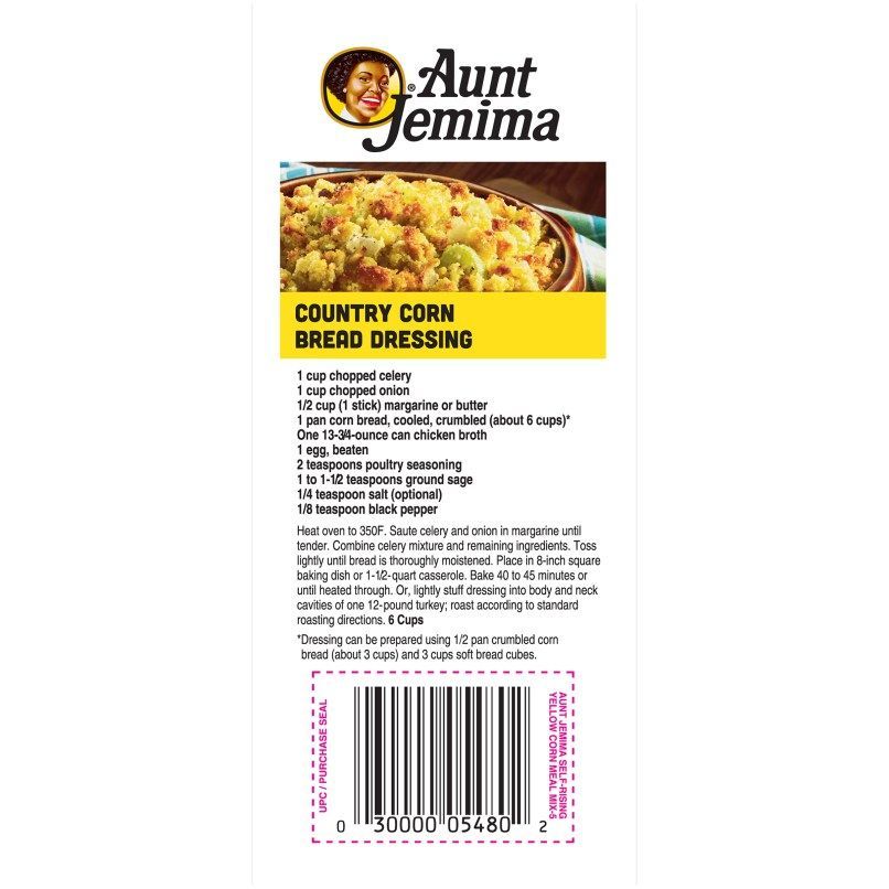 Aunt Jemima Cornbread Dressing Recipe On Bag With Image